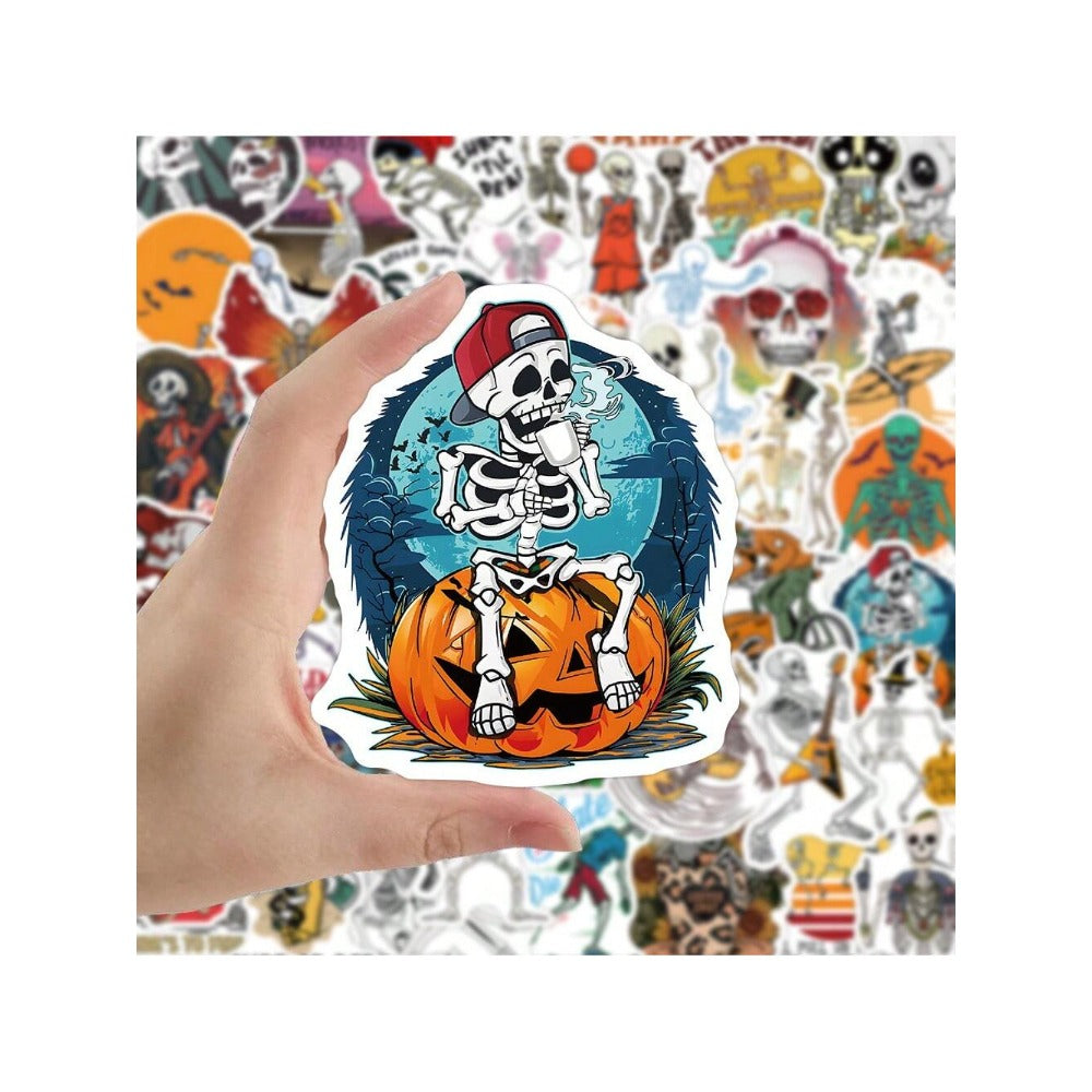 50PCS Cartoon Cute and Stylish Skull Graffiti Stickers Exquisite Creative Decorative Stickers for Notebooks Suitable for Fridges, Skateboards, Helmets, Guitars, Stationery Boxes and Desktops