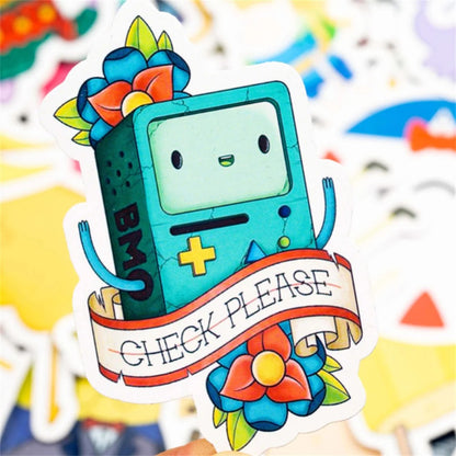 50PCS Anime Cartoon Adventure Doodles Stickers Exquisite, Fashionable, Creative DIY Journal Decorations Suitable for Mugs, Helmets, Skateboards, Refrigerators, Stationery Boxes