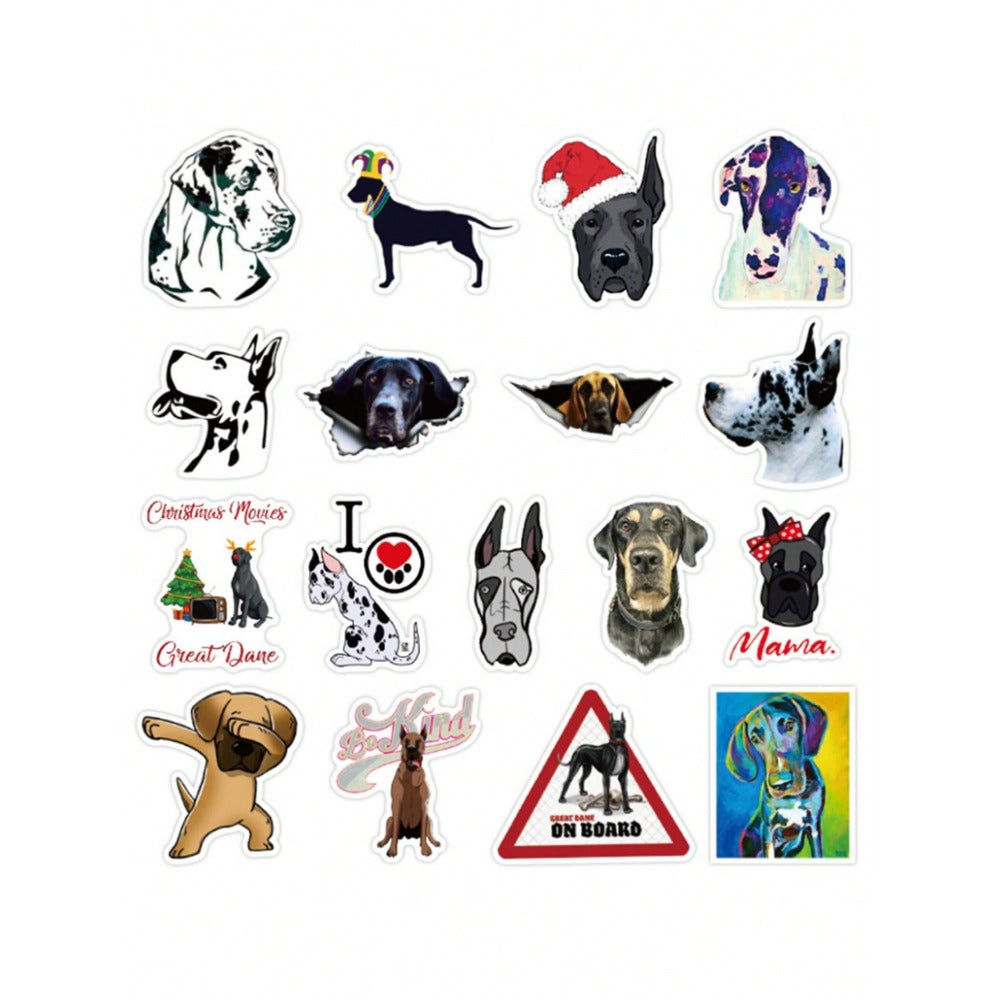 50PCS Cartoon Cute Great Dane Pet American Graffiti Stickers Exquisite Fashion Creative DIY Journal Decorative Decals Suitable for Mugs, Helmets, Skateboards & Stationery Boxes