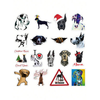 50PCS Cartoon Cute Great Dane Pet American Graffiti Stickers Exquisite Fashion Creative DIY Journal Decorative Decals Suitable for Mugs, Helmets, Skateboards & Stationery Boxes
