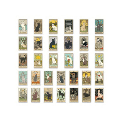 78PCS Cartoon Cute Cat Tarot Doodle Stickers Exquisite Fashionable Delicate DIY Journal Stickers Suitable for Refrigerators, Skateboards, Guitars, Water Bottles, Stationery Boxes