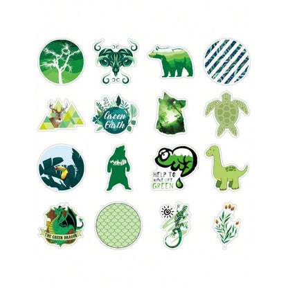 50PCS Cartoon Green Fresh Cute Girly Style Doodle Stickers Exquisite Fashion Creative DIY Decorative Sticker Decals for Notebooks Suitable for Mugs, Helmets, Skateboards, and Stationery Boxes