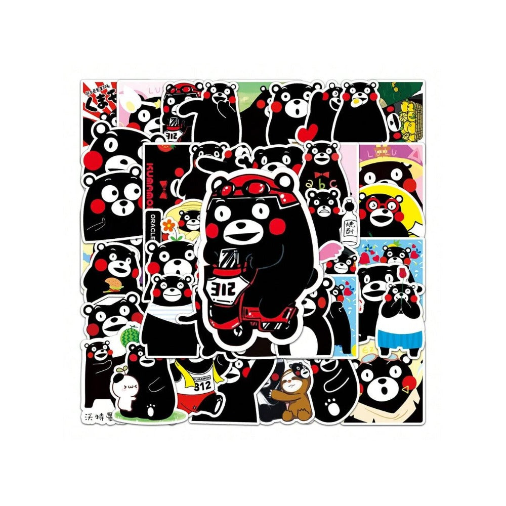 50PCS Cute Kumamon Theme Doodle Stickers Exquisite, Fashionable, Creative DIY Decorative Decals Suitable for Luggage, Laptops, Phone Cases, Mugs, and Stationery Boxes