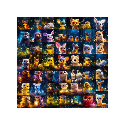 50PCS Cartoon-Style Romantic Starry Sky Animal Doodle Stickers Exquisite Creative DIY Journal Decorative Decals Suitable for Helmets, Laptops, Skateboards, Refrigerators, Guitars, and Stationery Boxes