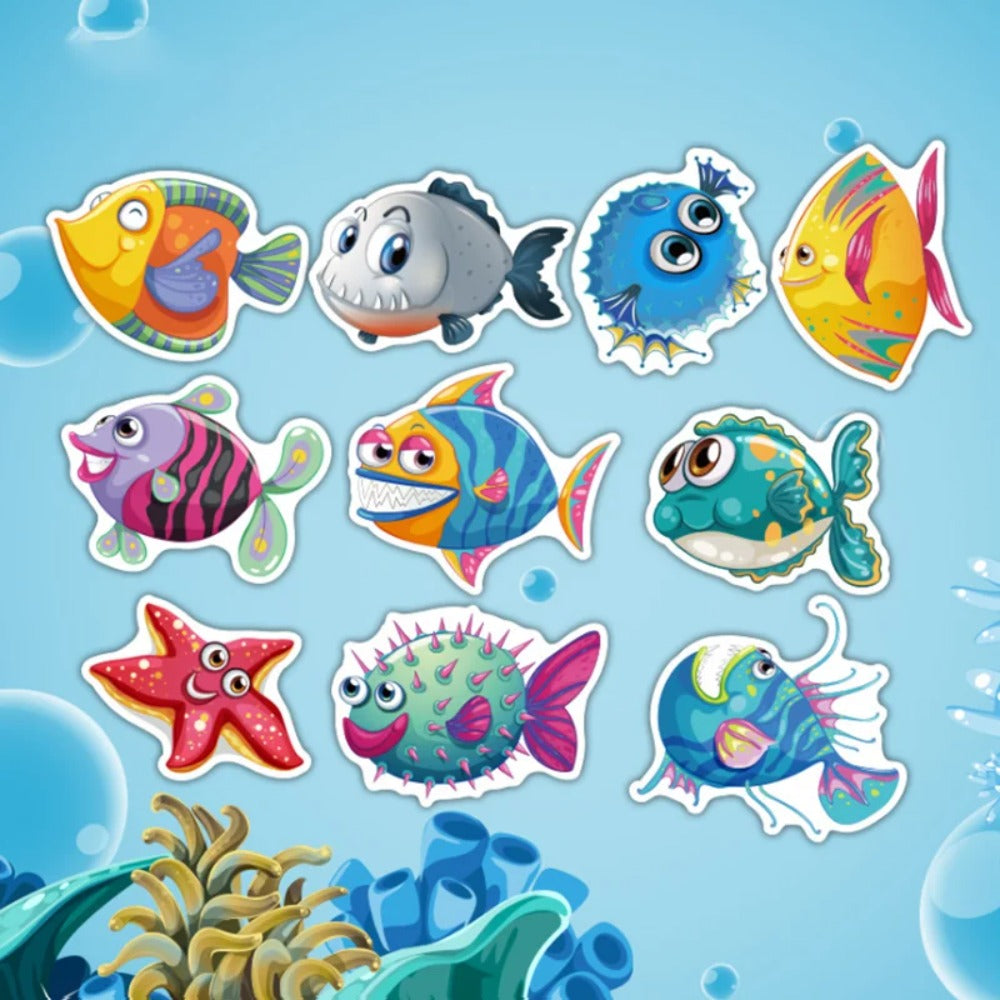 50PCS Cartoon Marine Creature Doodle Stickers Perfect for Water Bottles, Helmets, Guitars, Skateboards, Laptops, Stationery Boxes Exquisite Creative Desktop Decals