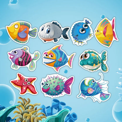 50PCS Cartoon Marine Creature Doodle Stickers Perfect for Water Bottles, Helmets, Guitars, Skateboards, Laptops, Stationery Boxes Exquisite Creative Desktop Decals