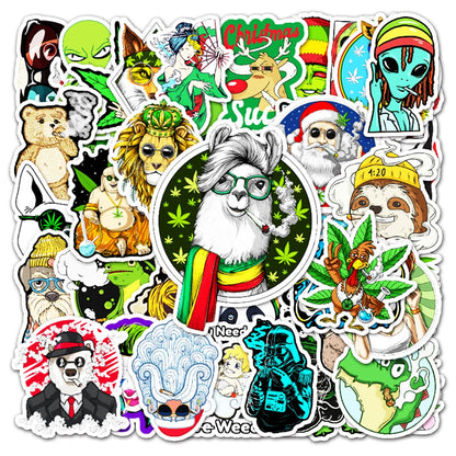 50PCS New Cartoon Spoof Smoking Graffiti Decorative Luggage Car Waterproof Sticker