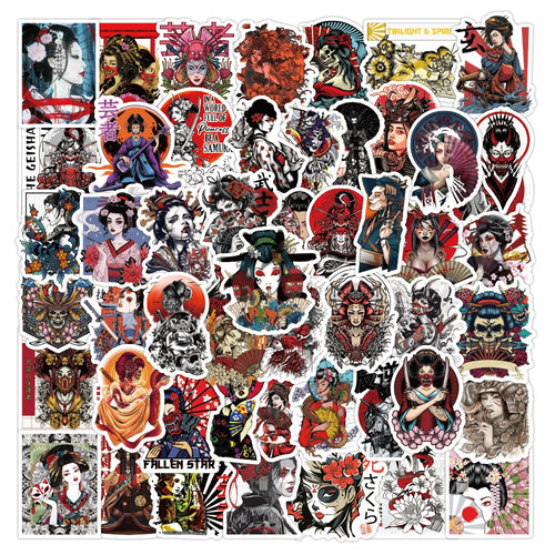50PCS Color Geisha New Art Graffiti Stickers Waterproof Removable Car Trunk Water Cup Stickers