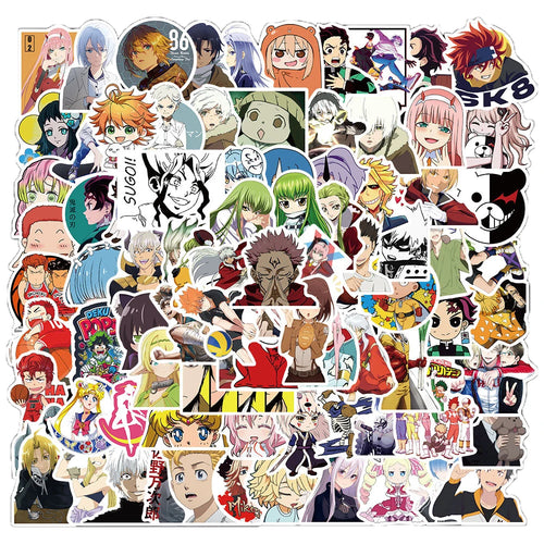 50PCS Cartoon Animation Creative Graffiti Demon Slayer Attack on Titan Guitar Phone Case Gift Toy Sticker Decal