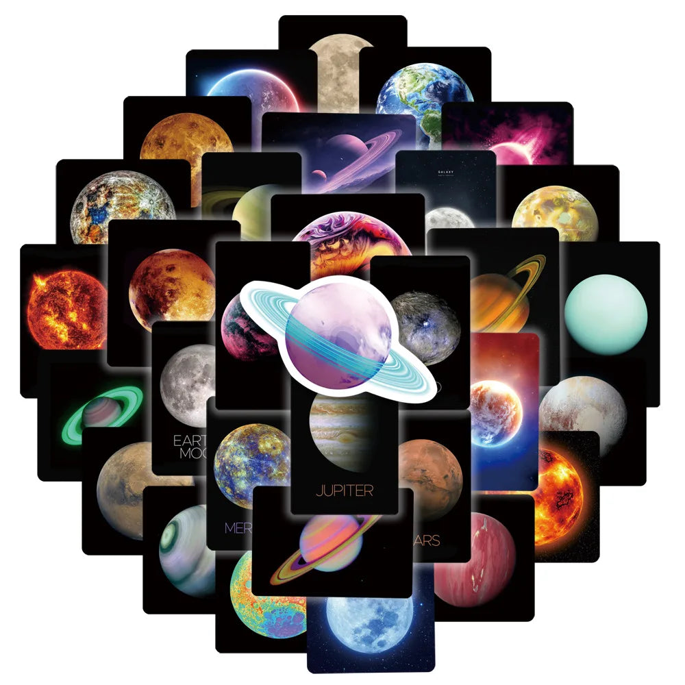 50PCS New Universe Stars Cartoon Personalized Decoration Graffiti Waterproof Sticker Notebook Refrigerator Helmet