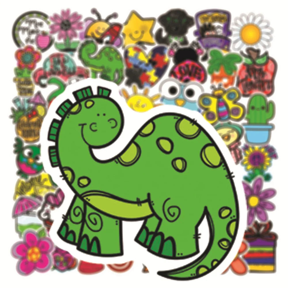 50PCS Small Fresh Cartoon Animal Graffiti Stickers Notebook Skateboard Water Cup Trolley Case Stickers