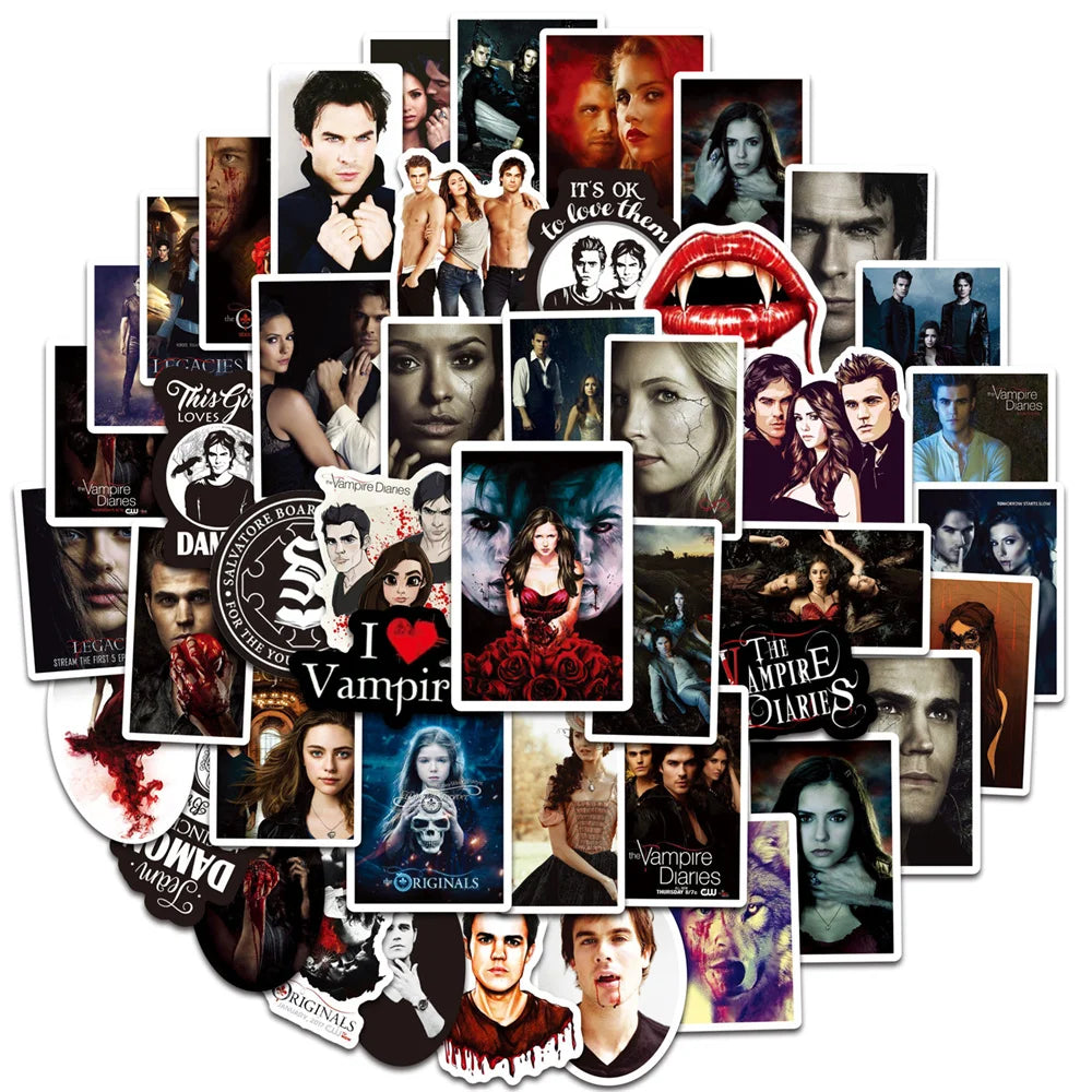 50PCS American TV Series The Vampire Diaries Graffiti Sticker Notebook Water Cup Waterproof Decorative Sticker