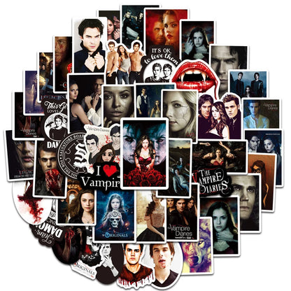 50PCS American TV Series The Vampire Diaries Graffiti Sticker Notebook Water Cup Waterproof Decorative Sticker