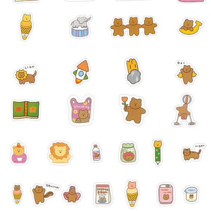 50 pieces of cute cartoon bear decorative style graffiti stickers, personalized, fashionable and creative DIY exquisite decorative decal cups, helmets, skateboard popular sticker toys