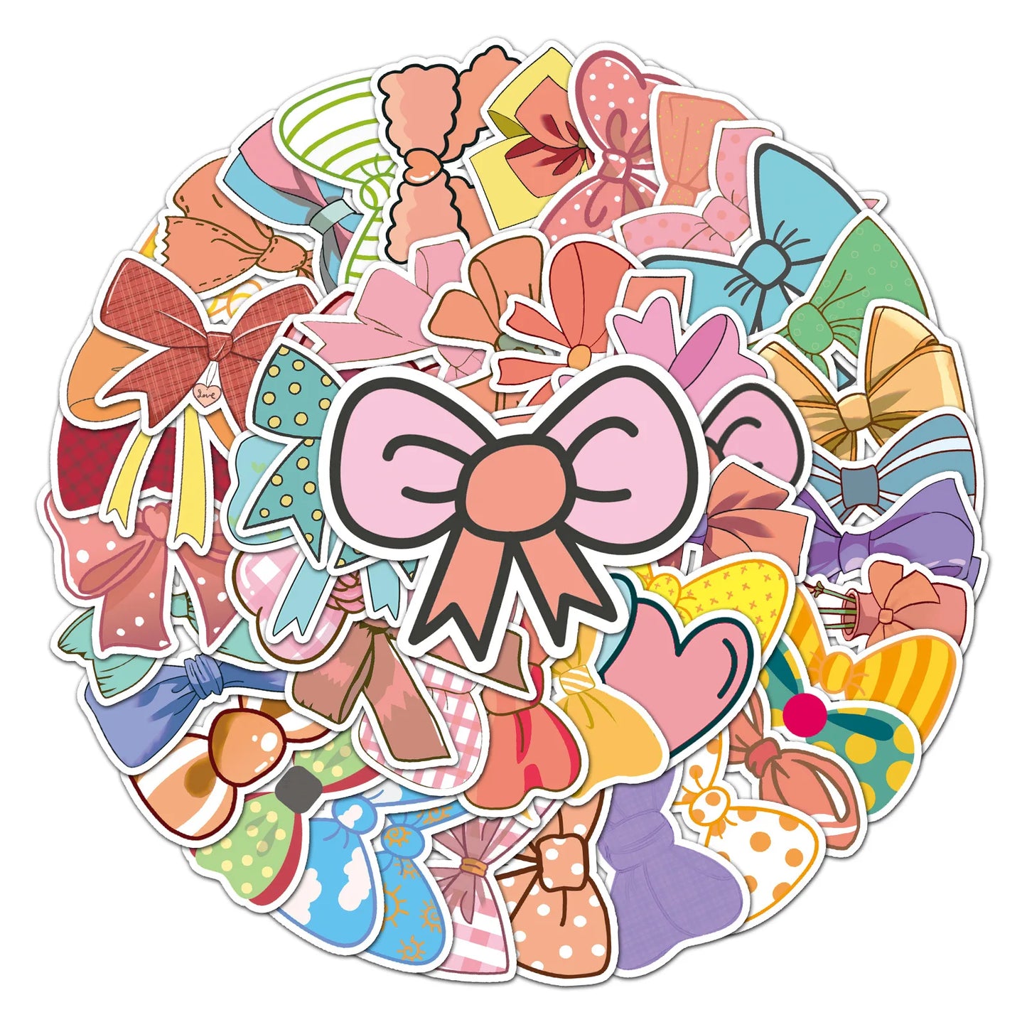 50PCS Bow Tie Cartoon Little Fresh Girl Heart Graffiti Waterproof Sticker Suitcase Notebook Refrigerator WaterCup