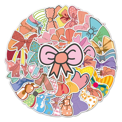 50PCS Bow Tie Cartoon Little Fresh Girl Heart Graffiti Waterproof Sticker Suitcase Notebook Refrigerator WaterCup