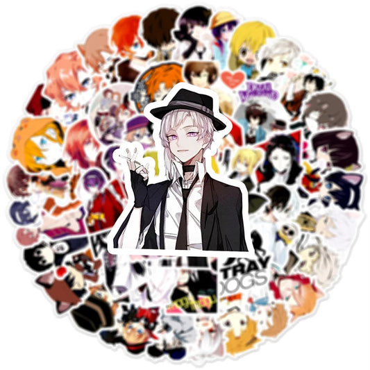 50PCS Animation Bungou Stray Dogs Graffiti Sticker Suitcase Notebook Personalized Waterproof Refrigerator Guitar