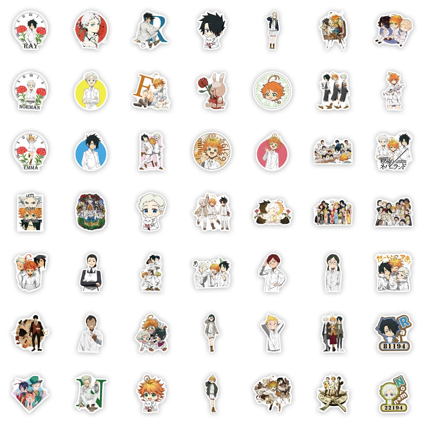 50PCS Cartoon promised Neverland Sticker Sticker Scrapbook Notebook Luggage Guitar Phone Toy Sticker