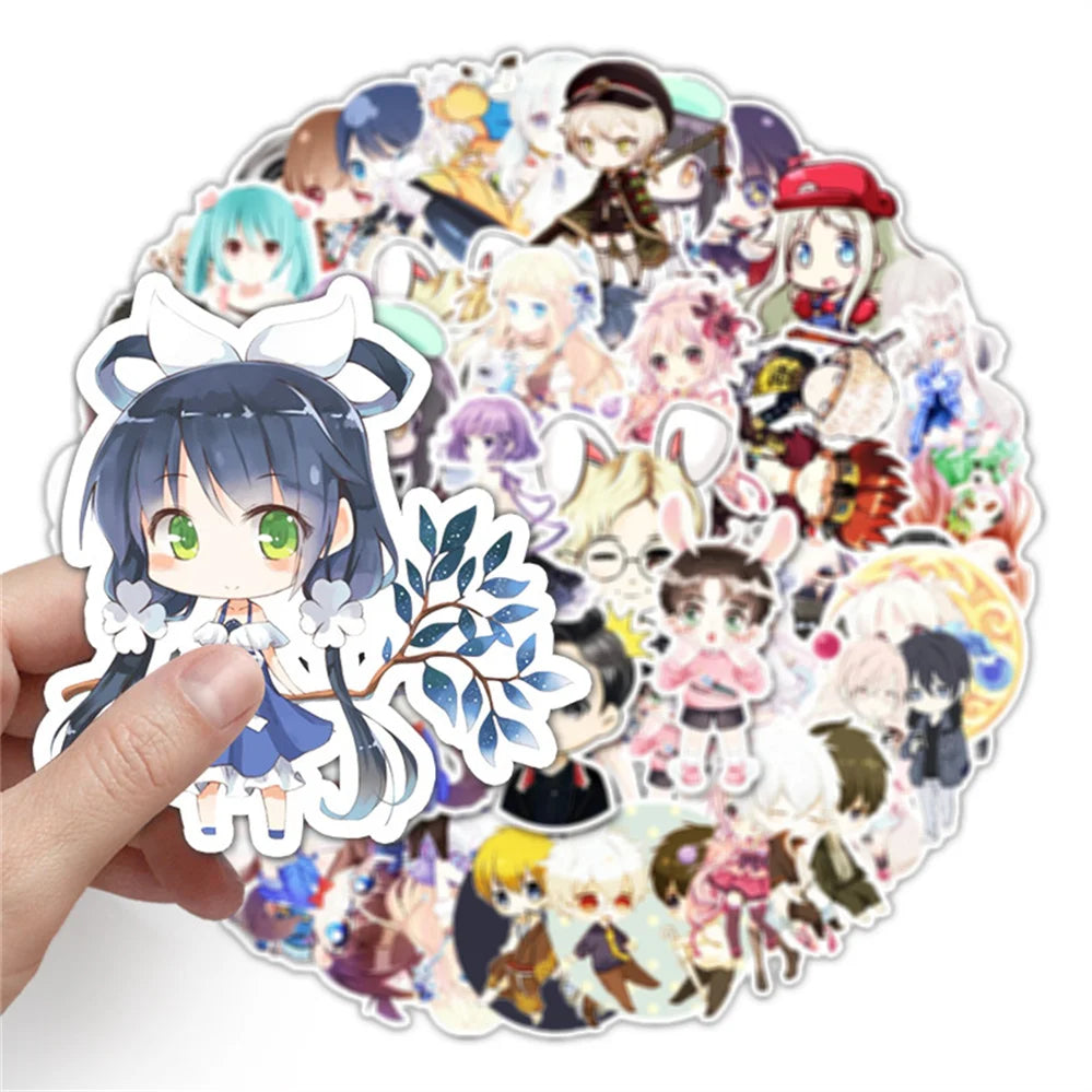 50 pieces of cartoon, fresh and cute animated girl graffiti stickers, personalized DIY diary, scooter, laptop, phone case decoration, waterproof sticker toys