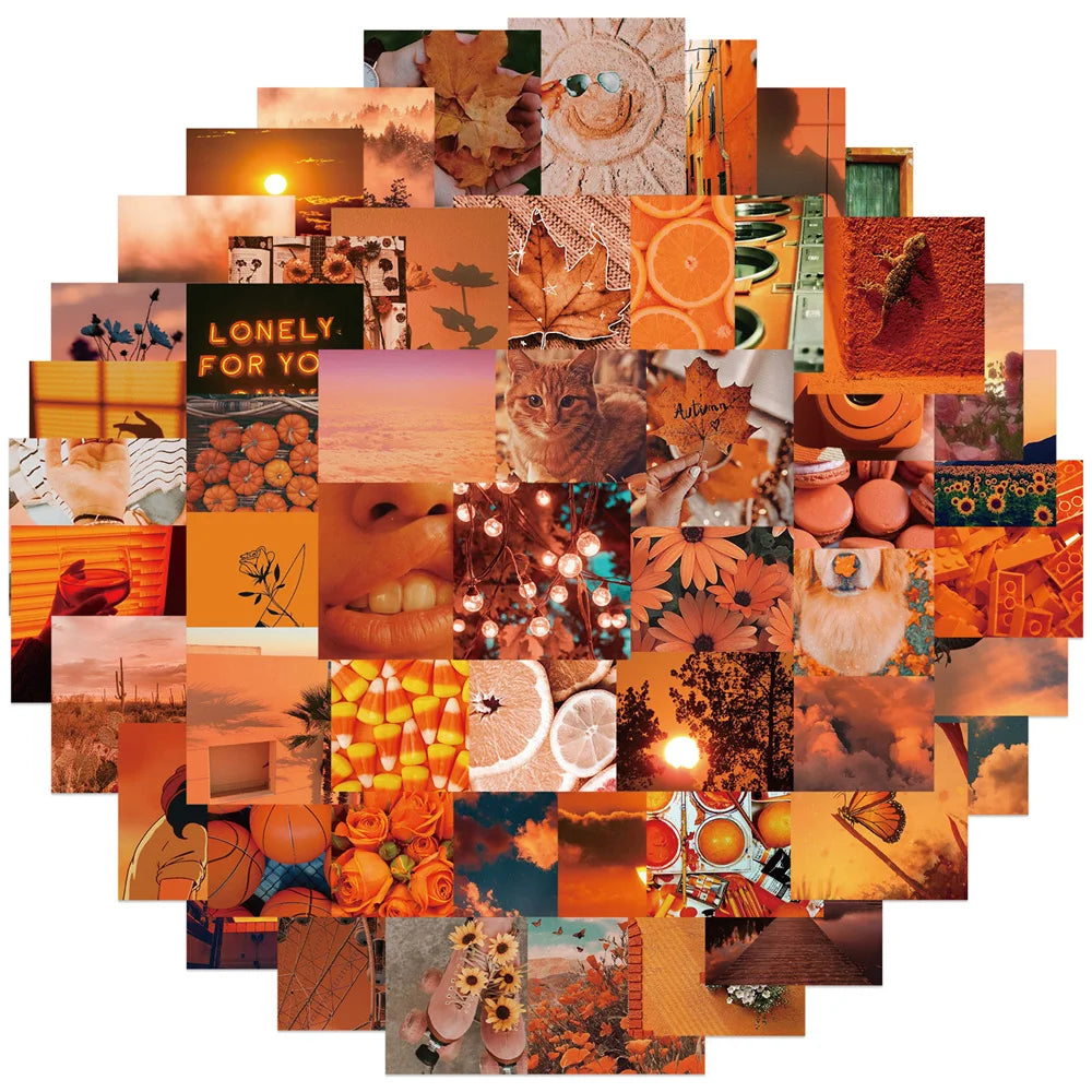 50PCS Orange Sunset Landscape Graffiti Stickers Personalized Decoration Luggage Laptop Waterproof Stickers