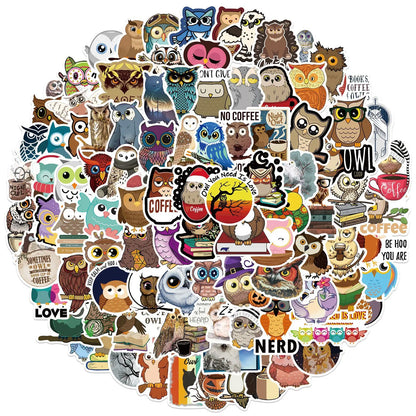 50PCS Cartoon Owl Cute Graffiti Waterproof Sticker Suitcase Notebook Refrigerator Skateboard Stationery Box Helmet