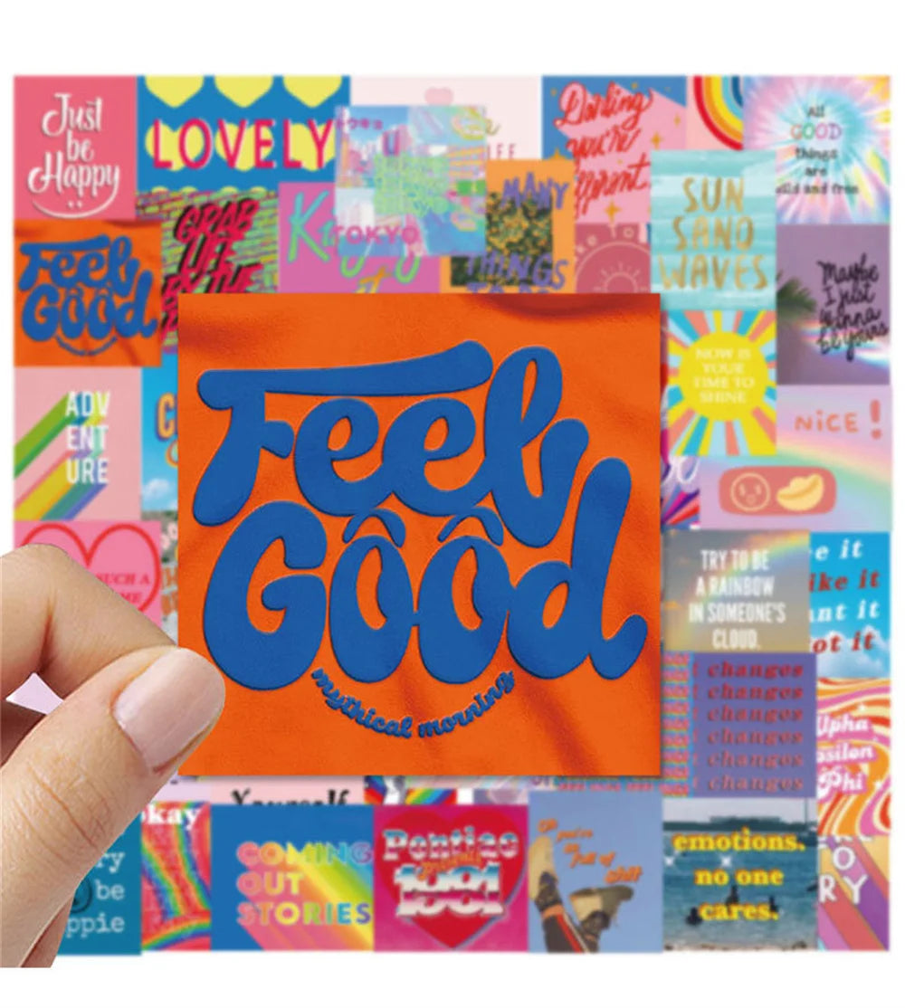 50PCSIns Wind English Text Hand Account Stickers Personalized Creative Graffiti Waterproof Decorative Stickers