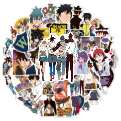50PCS Anime High School God Graffiti Sticker Laptop Skateboard Guitar Refrigerator Waterproof Decorative Sticker