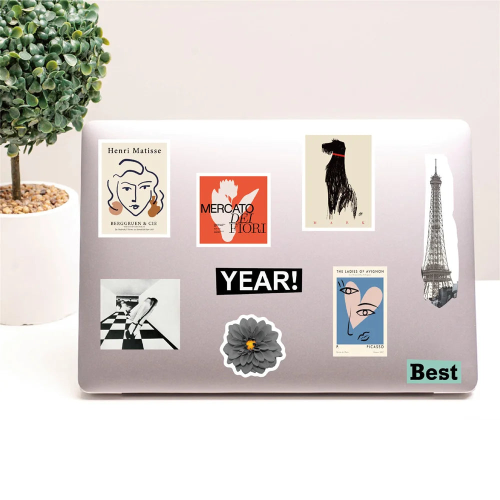 50PCS French Pop Art Collage Handbook Waterproof Sticker Notebook Tablet Electric DIY Sticker
