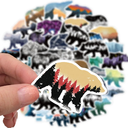 50PCS Mountain Top Color Grizzly Graffiti Stickers Luggage Motorcycle Trolley Case Notebook Waterproof Stickers