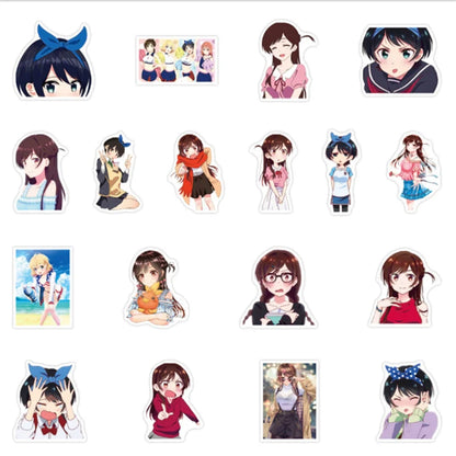 50PCS Japanese Anime Rental Girlfriend Graffiti Stickers Notebook Refrigerator Guitar Waterproof Decoration Toys
