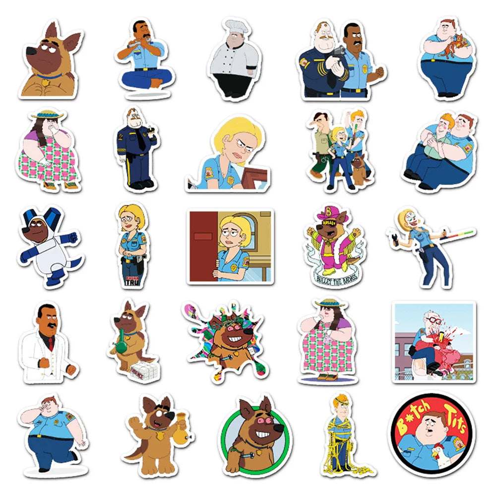 50PCS Paradise Town Police Station Cartoon INS Wind Sticker Laptop Luggage Scooter DIY Decorative Sticker