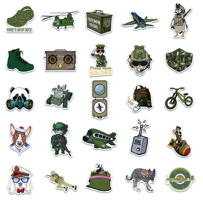50PCS Soldier Military Character Camouflage Cartoon Graffiti Boy Toy Mobile Phone Notebook Waterproof Stickers