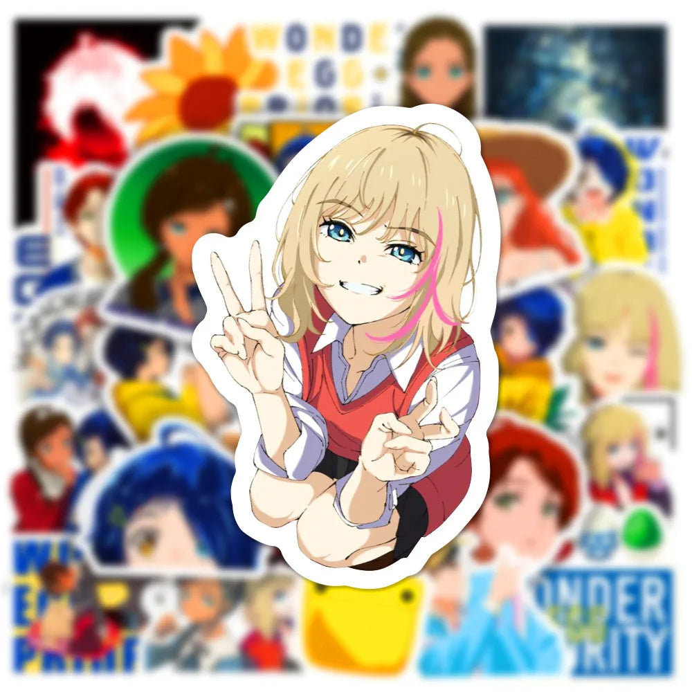 50PCS Cartoon Anime WONDER EGG PRIORITY Sticker DIY Skateboard Graffiti Waterproof Laptop Toy Sticker