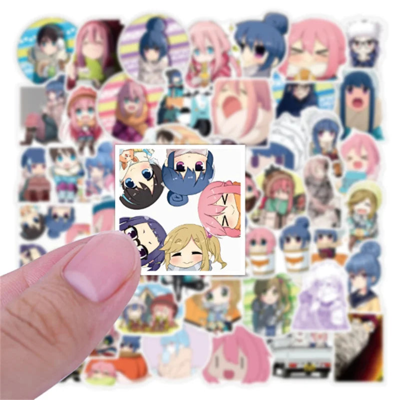 50PCS cartoon and anime character swing camping decorative style graffiti stickers, personalized, fashionable and creative trend DIY exquisite decorative decal cups, helmets, skateboard popular stickers