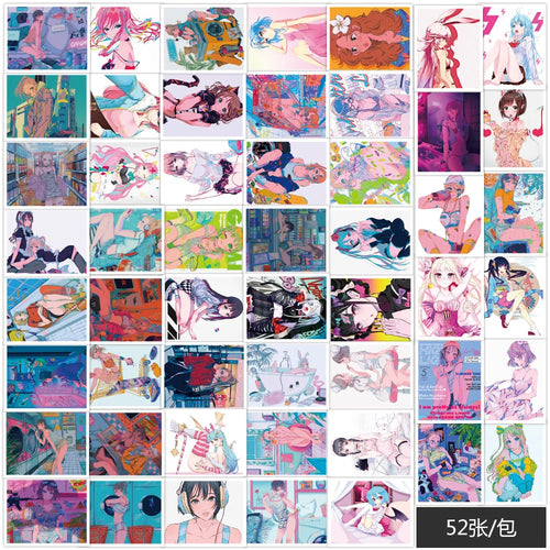 50 pieces of cartoon, lively and cute girl decoration style graffiti stickers, personalized, fashionable and creative trend DIY exquisite decorative decal cups, helmets, skateboard popular sticker toys