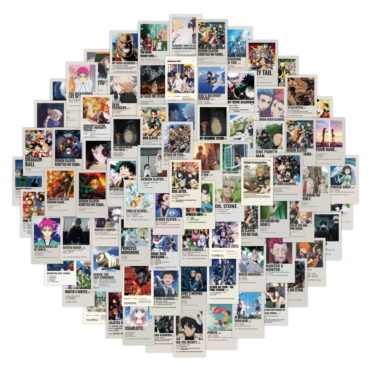 50pcs Japanese Animation Poster Graffiti Sticker DIY Suitcase Laptop Skateboard Car Motorcycle Star Sticker
