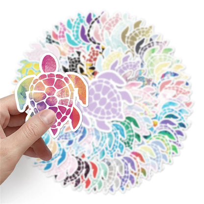 50PCS Color Turtle Graffiti Stickers Cute Marine Life Stickers Children Decoration Skateboard Luggage Stickers