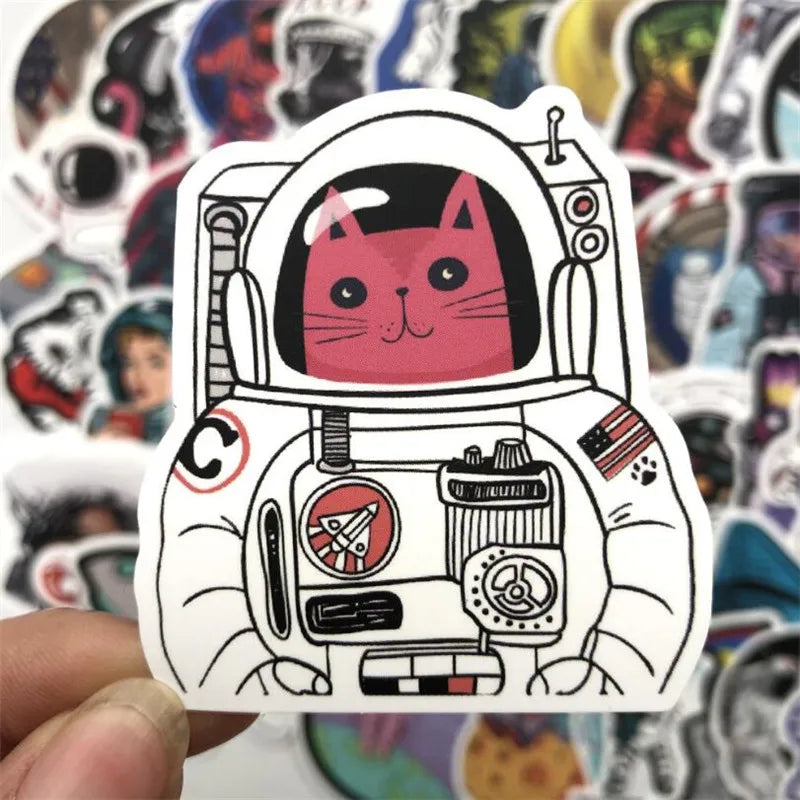 50PCS Cute Classic Astronaut Space Cartoon Notebook Graffiti Waterproof Suitcase Helmet Sticker Decoration