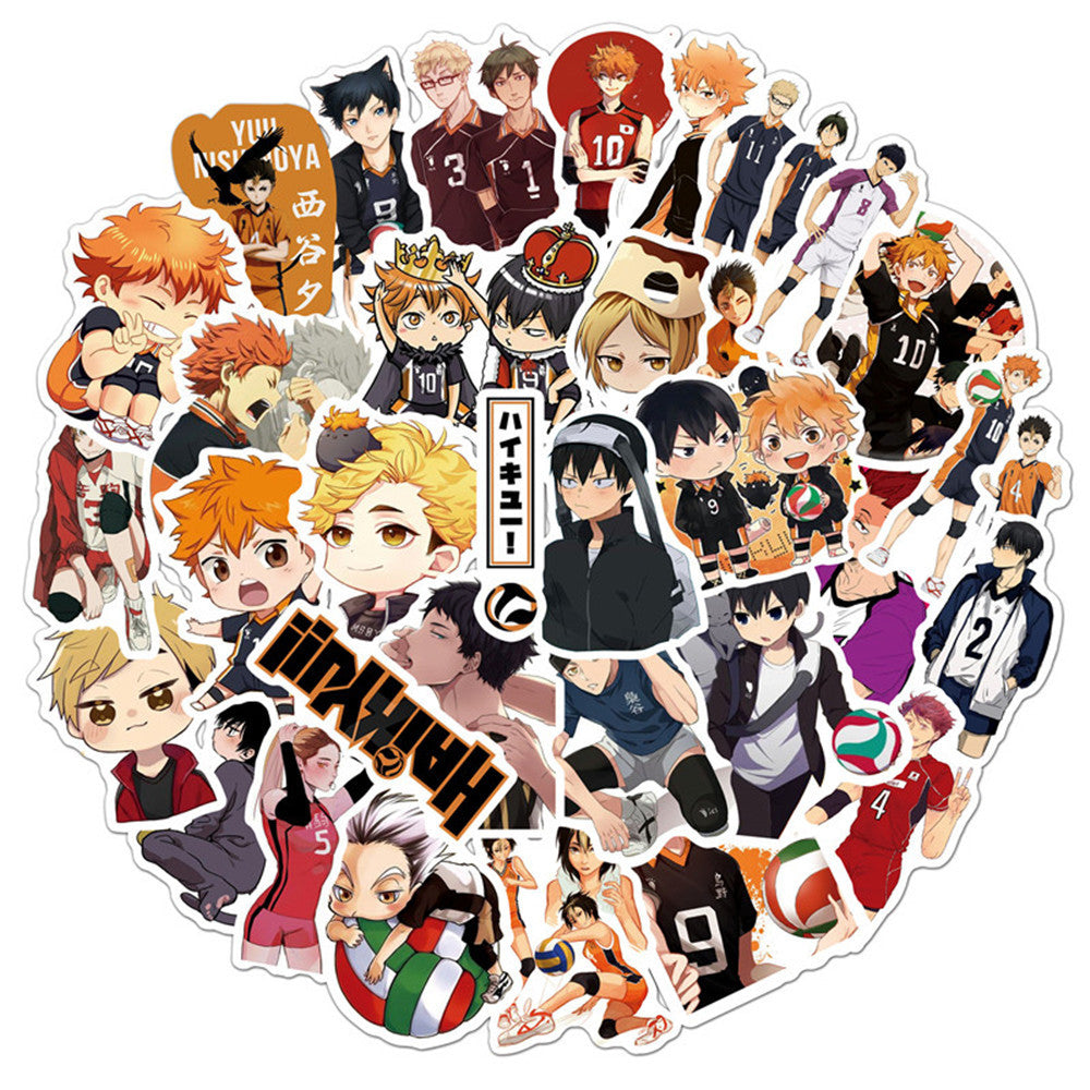 50PCS Haikyu!! Inspired Stickers, Volleyball Anime Doodles with Dynamic Action for Fans and Sporty Vibes