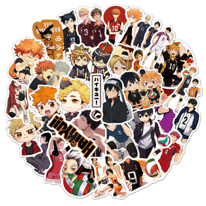 50PCS Haikyu!! Inspired Stickers, Volleyball Anime Doodles with Dynamic Action for Fans and Sporty Vibes