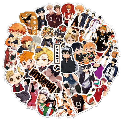 50PCS Haikyu!! Inspired Stickers, Volleyball Anime Doodles with Dynamic Action for Fans and Sporty Vibes