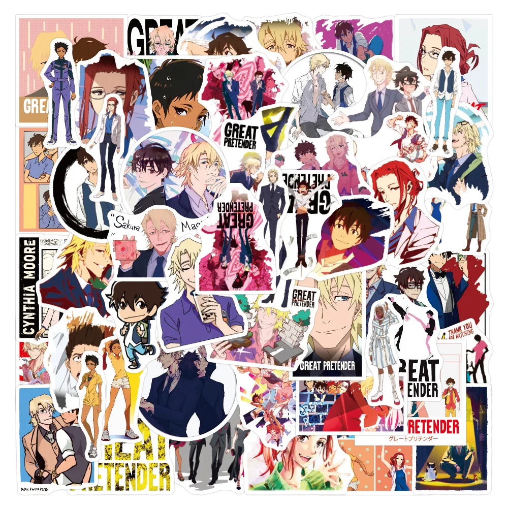 50pcs Japanese Anime Swindler Sticker Portable Suitcase Notebook Water Cup Battery Car Water Sticker
