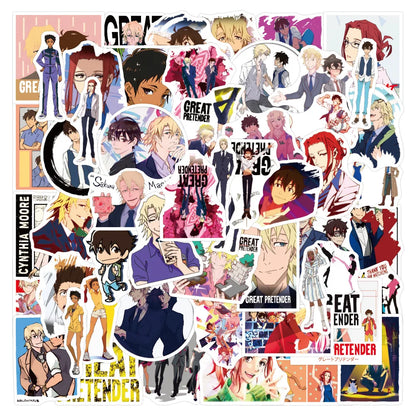 50pcs Japanese Anime Swindler Sticker Portable Suitcase Notebook Water Cup Battery Car Water Sticker