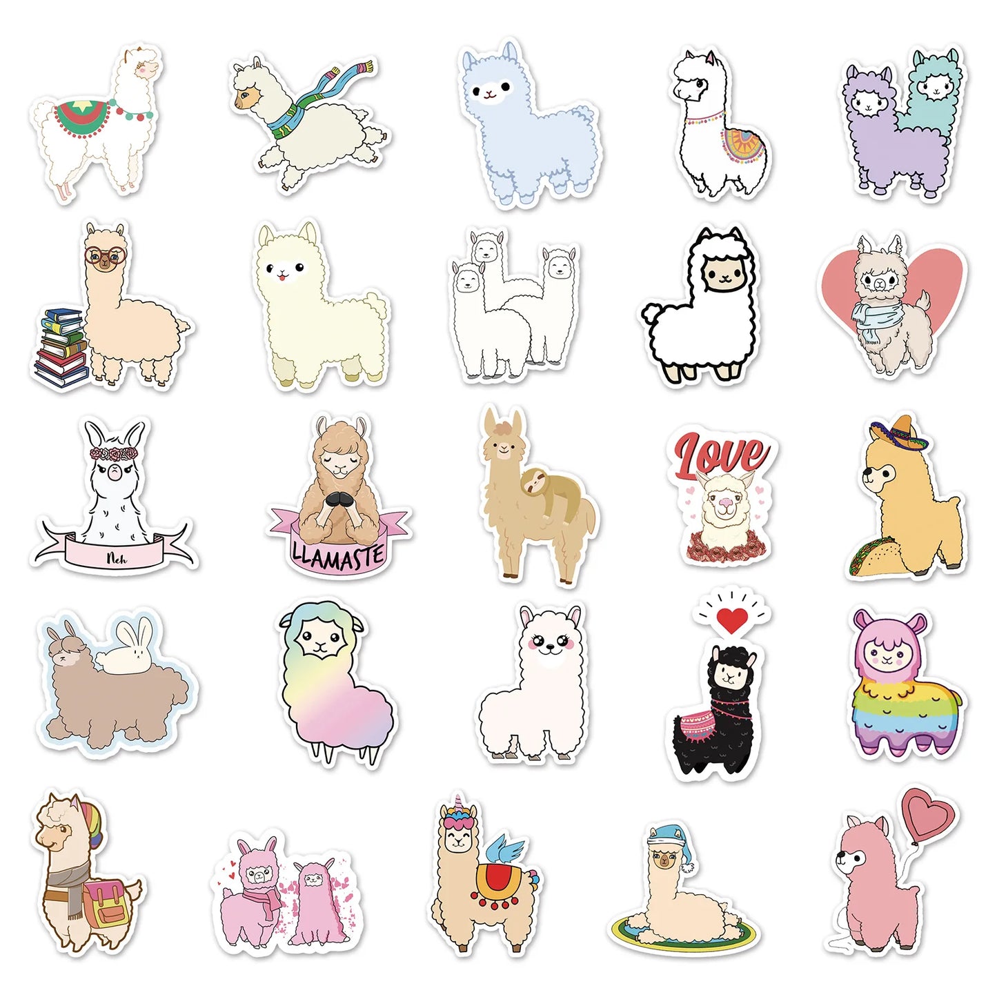 50PCS Cartoon Alpaca Personality Fun Skateboard Trolley Case Bike Scooter Water Cup Waterproof Sticker