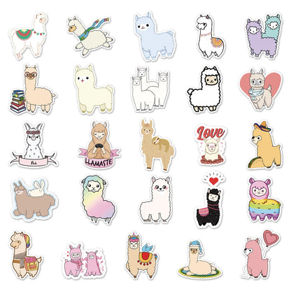 50PCS Cartoon Alpaca Personality Fun Skateboard Trolley Case Bike Scooter Water Cup Waterproof Sticker