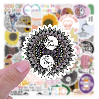 100PCS Mental Health Knowledge Education Personality Decoration Graffiti Waterproof Sticker Notebook Refrigerator