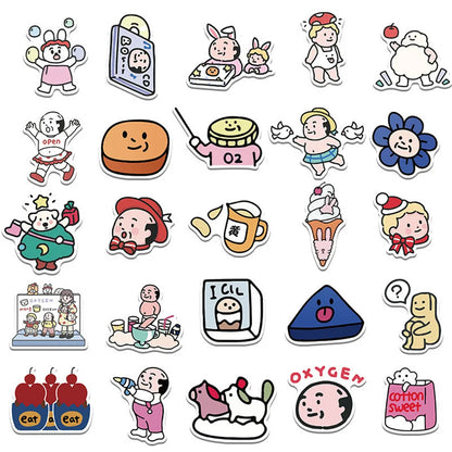 50PCS Art Illustration Popular Creative Cartoon Oxygen Lab Series Decorative Style Graffiti Stickers Personalised Fashion Creative DIY Exquisite Decorative Decals Suitable For Cups, Helmets, Skateboards Popular Stickers Toys