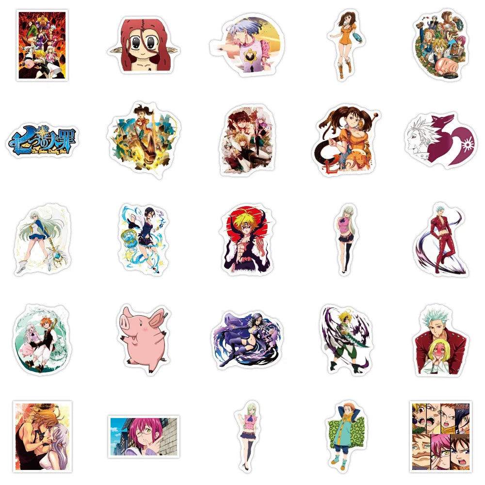 50PCS Animated Seven Deadly Sins Graffiti Laptop Guitar Motorcycle Luggage Skateboard Bike Waterproof Sticker