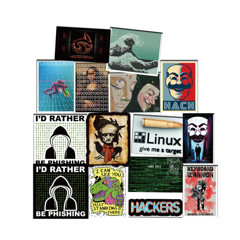 50PCS Hacker Dark Web Series Graffiti Stickers Mobile Computer Skateboard PVC Waterproof Sticker