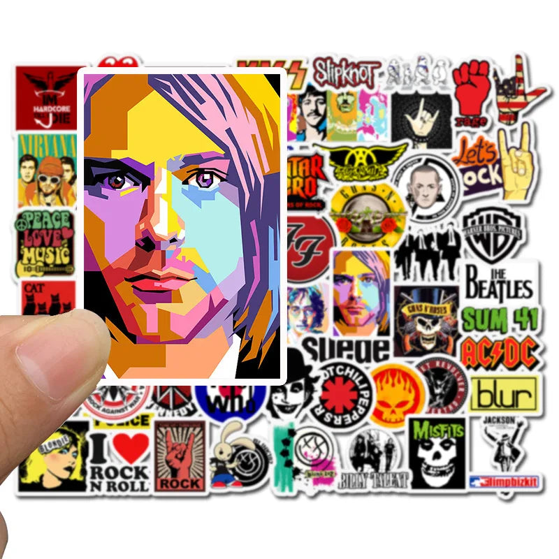 50pcs Classic Cartoon Rock Hip-Hop Band Graffiti Waterproof Skateboard Personalized Luggage Computer Stickers